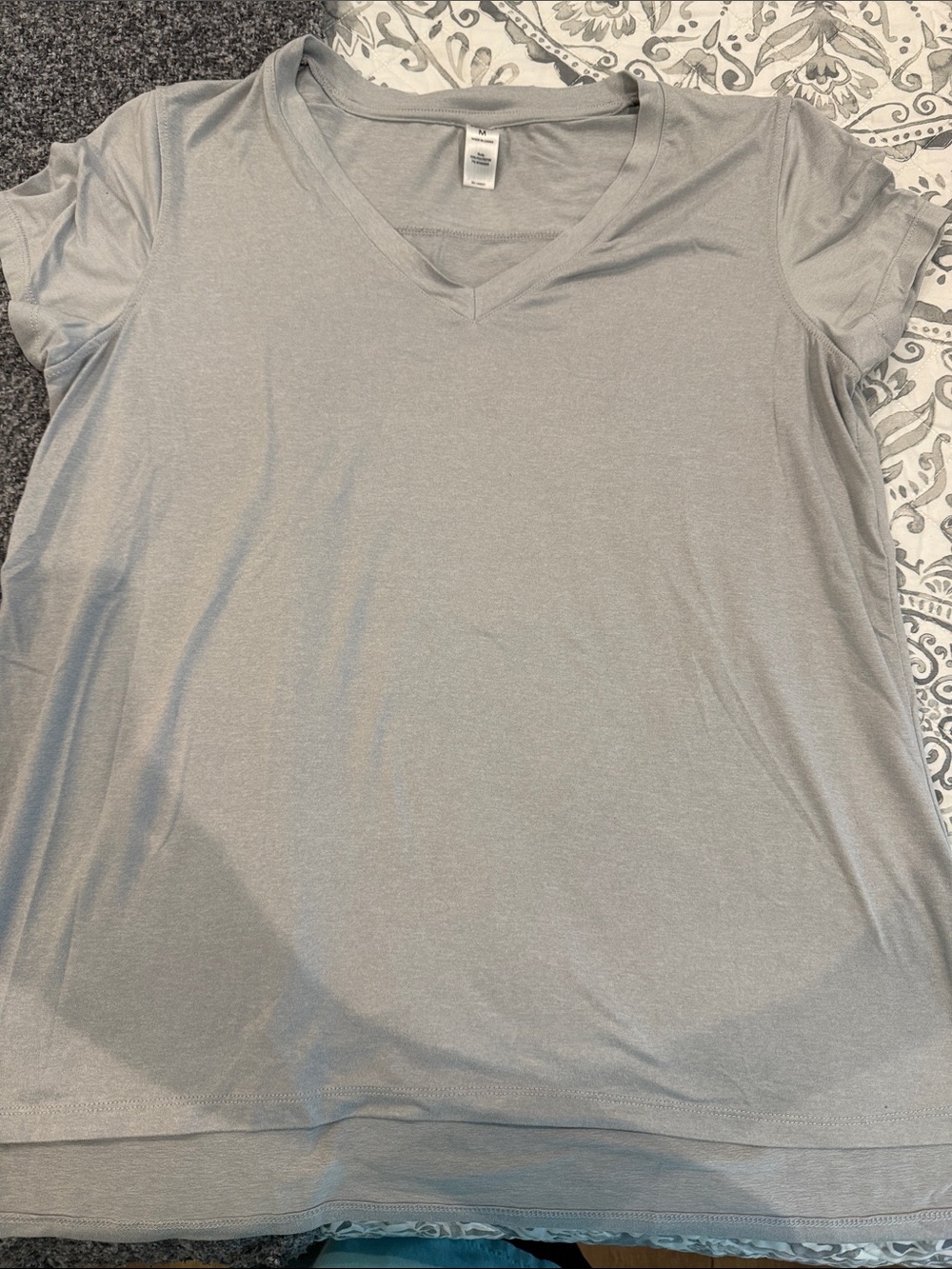 90 Degree By Reflex Women's V-Neck Short Sleeve Top - Light Gray